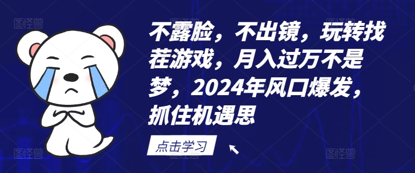 不露脸，不出镜，玩转找茬游戏，月入过万不是梦，2024年风口爆发，抓住机遇【揭秘】