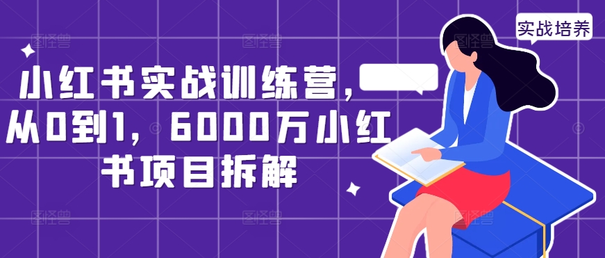 小红书实战训练营，从0到1，6000万小红书项目拆解