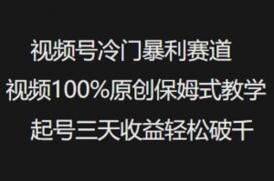 视频号冷门暴利赛道视频100%原创保姆式教学起号三天收益轻松破千-每日必学网