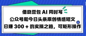 借助豆包AI同时写公众号和今日头条原创情感短文日入3张的实操之路，可矩形操作-每日必学网