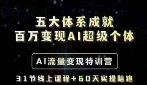 五大体系成就百万变现AI超级个体- AI流量变现特训营，一步一步教你一个人怎么年入百W-每日必学网