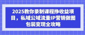 2025教你录制课程挣收益项目，私域公域流量IP营销做图包装变现全攻略-每日必学网