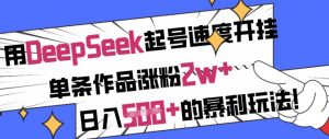 用DeepSeek起号速度开挂，单条作品涨粉2w+，日入5张+的暴利玩法-每日必学网