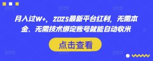 月入过W+，2025最新平台红利，无需本金、无需技术绑定账号就能自动收米-每日必学网