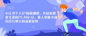 小红书个人IP陪跑课程，开启你职业生涯的PLAN-B，素人也能火成为百万博主的流量密码-每日必学网
