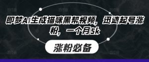 即梦AI生成猫咪黑帮视频，迅速起号涨粉，一个月5k-每日必学网