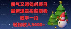 解气又挣钱的项目，最新违章拍照挣钱，随手一拍，轻松收入数张【揭秘】-每日必学网