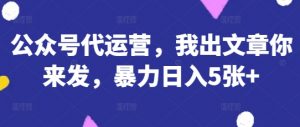 公众号代运营，我出文章你来发，暴力日入5张+【揭秘】-每日必学网