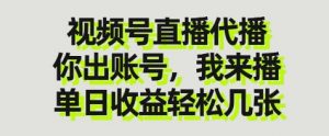 视频号直播代播，你出账号我来播，单日收益轻松几张【揭秘】-每日必学网