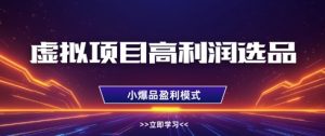 虚拟项目高利润选品方法，做好单店利润1W+，可多店倍增利润-每日必学网