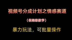 视频号分成计划之情感赛道暴力玩法，可批量操作，保姆级教学-每日必学网