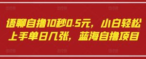 语聊自撸10秒0.5元，小白轻松上手单日几张，蓝海自撸项目-每日必学网