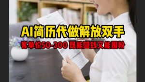 AI简历代做解放双手，客单价50-300不等，既能挣钱又能囤粉-每日必学网