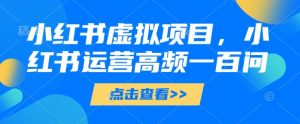 小红书虚拟项目，小红书运营高频一百问【文档】-每日必学网