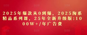 2025年爆款从0到爆，2025淘系精品系列课，25年全新升级版：1000W+1年广告费-每日必学网