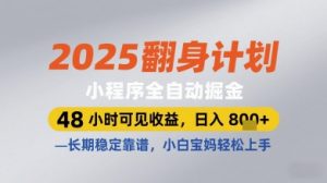 2025翻身计划小程序全自动掘金，48小时可见收益，日入多张+，长期稳定靠谱，小白宝妈轻松上手【揭秘】-每日必学网