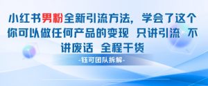 小红书男粉引流 学会了这个变现很容易，不讲废话全程针对男人的打法 全程干货-每日必学网