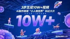 3步生成10W+视频，AI制作微观“小人物世界”科幻大片，条条万赞，1条作品涨粉2.3W-每日必学网