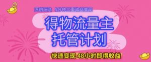 得物流量主托管计划，原创玩法，5分钟三重收益变现，快速变现，48小时即得收益【揭秘】-每日必学网