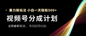 视频号分成计划，全网最暴力玩法，新手一天也能轻松5张+-每日必学网