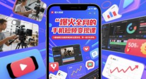 爆火全网的手机短视频变现课，0基础教你拍摄剪辑涨粉运营变现，用一部手机挣钱-每日必学网