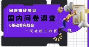 网创搬砖项目，国内问卷调查，0基础看完就会 一天轻松三四张，靠谱副业干就完了【揭秘】-每日必学网