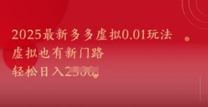 2025最新多多虚拟0.01玩法！虚拟也有新世界，轻松日入1k+-每日必学网