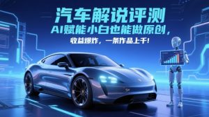 抖音汽车解说评测赛道，AI赋能小白也能做原创，收益爆炸，一条作品上千-每日必学网