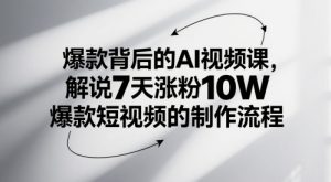 爆款背后的AI视频课，解说7天涨粉10W爆款短视频的制作流程-每日必学网