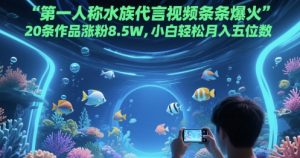 第一人称水族代言视频条条爆火，20条作品涨粉8.5W，小白轻松月入五位数-每日必学网