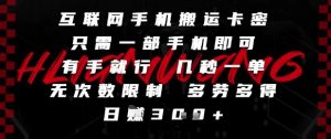 互联网手机搬运卡密，只需一部手机即可，有手就行，几秒一单，无次数限制，多劳多得，日入3张【揭秘】-每日必学网