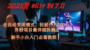 2025男粉计划7.0，全自动变现模式，轻松日入5张+，新手小白必看课程-每日必学网