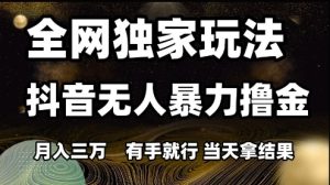 全网独家玩法抖音无人暴力撸金，月入3W，有手就行，当天拿结果【揭秘】-每日必学网