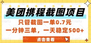 美团携程截图项目，只管截图一单0.7元，一分钟三单，一天稳定5张+【揭秘】-每日必学网