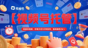 【视频号托管 】我提供视频，你每天花5分钟发布，最高躺挣2W+【揭秘】-每日必学网