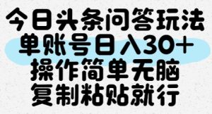 今日头条问答玩法，单账号日入30+，操作简单无脑复制粘贴就行-每日必学网