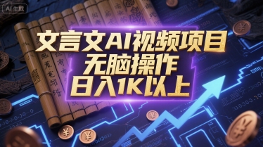久爱副业网,网赚项目,网赚论坛博客网分享文言文AI视频项目，无脑操作，日入1K以上