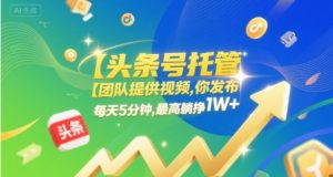 【头条号托管 】团队提供视频，你发布，每天5分钟，最高躺挣1W+【揭秘】-每日必学网