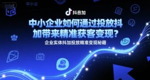 中小企业如何通过投放抖加带来精准获客变现？企业实体抖加投放精准变现秘籍-每日必学网