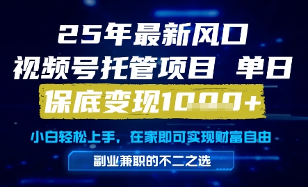 久爱副业网,网赚项目,网赚论坛博客网分享25年最新风口，视频号托管项目，单日保底变现1k+，手把手教学【揭秘】