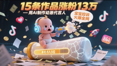 久爱副业网,网赚项目,网赚论坛博客网分享用AI制作幼崽代言人，宝宝的控诉火爆全网，15条作品涨粉13W，单号月入5位数实操教程