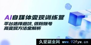 （14966 期）AI 自媒体变现训练营，平台规避要点，低粉账号高效变现攻略全解读-每日必学网