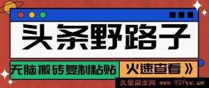 《头条相亲赛道爆赚秘籍：野路子玩法，轻松复制粘贴，单账号日稳赚300+超详细教程》-每日必学网