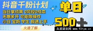 2025抖音极速千粉攻略4.0版：傻瓜式操作，闪电涨粉，即刻变现-每日必学网