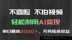 （15034期）无需露脸拍视频，巧用AI轻松变现，日赚2000+稳赚无风险-每日必学网