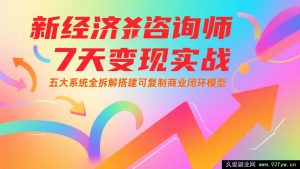 新经济咨询师7天速通实战秘籍：深度拆解五大核心系统，搭建可批量复制的商业闭环模式-每日必学网