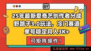 （15208期）2025年爱奇艺创作者分成全新秘籍！冷门赛道独门玩法，单号轻松月入3000+揭秘-每日必学网