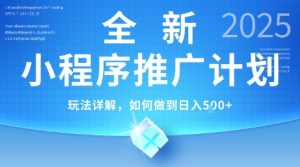 2025年最新小程序推广计划，简单操作，独家技术，日均5张+【揭秘】-每日必学网