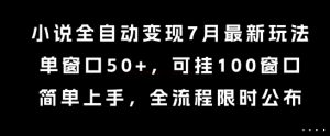 小说全自动变现7月玩法，单窗口50+，可挂100窗口，简单上手，全流程限时公布【揭秘】-每日必学网