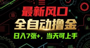 最新风口，全自动撸金，日入7张+，当天可上手【揭秘】-每日必学网
